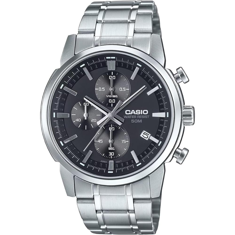 

Casio Standard Men s Quartz Watch 1/10 Second Chronograph Black MTP-E510D-1A1V