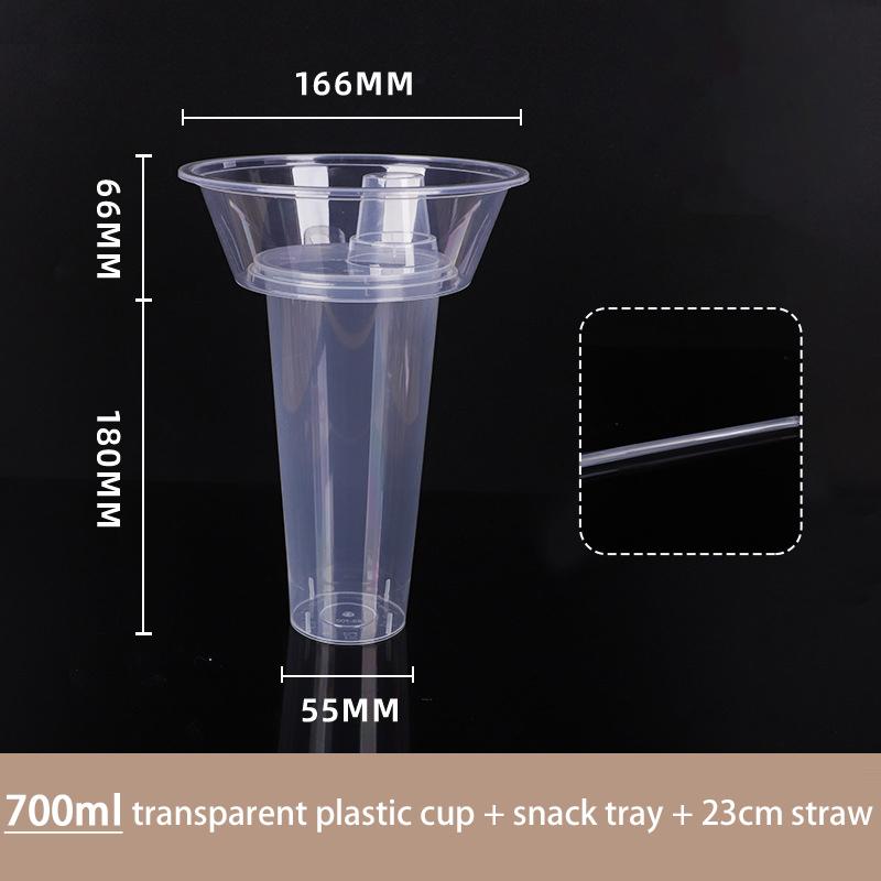 500/700ml Nápojový svačinový kelímek/miska vhodná do lednice Průhledný Bubble Tea Ovocné přenosné kelímky s víčkem Tepelně odolné do 100°