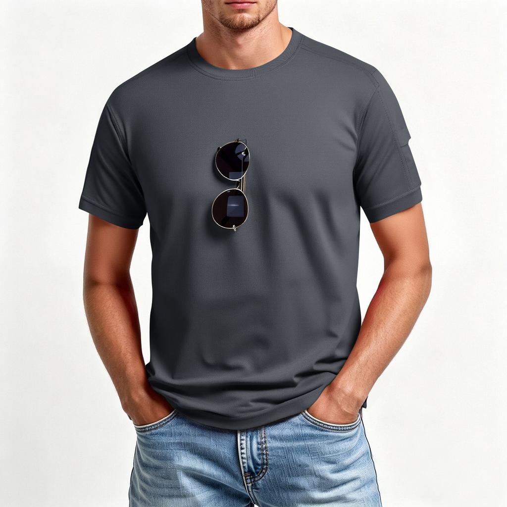 Men's Summer Round Neck T-Shirt, Quick-Drying Casual Sports Short Sleeve Top