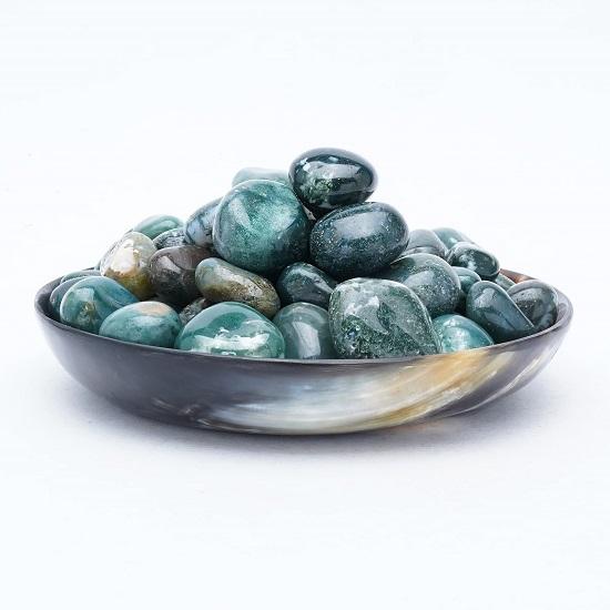 Moss Agate Tumbled Stones Reiki Chakra Healing Decorative Pebbles, Vase Fillers Tumble Stone for Jewellery Gift Item 13 Pieces Set
