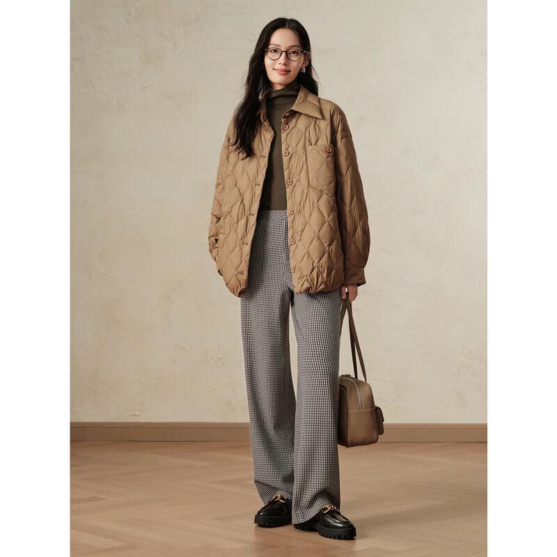 JUZI ANNACO Women's Lightweight Casual Workwear Down Shirt Jacket