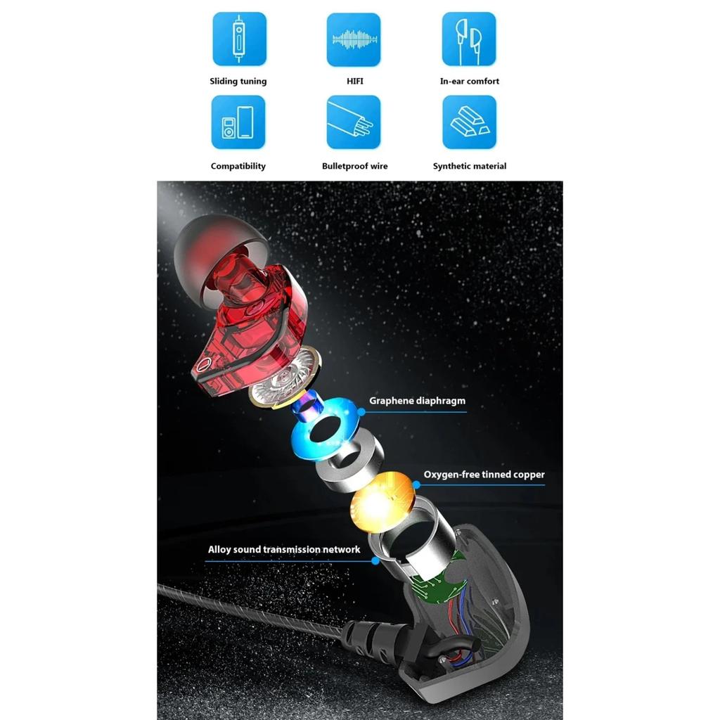 HIFI 6D Surround Bass In-Ear Wired Headphones 3.5mm Type C Earphone Sports Waterproof Gaming Headset Handfree Earbuds with Mic