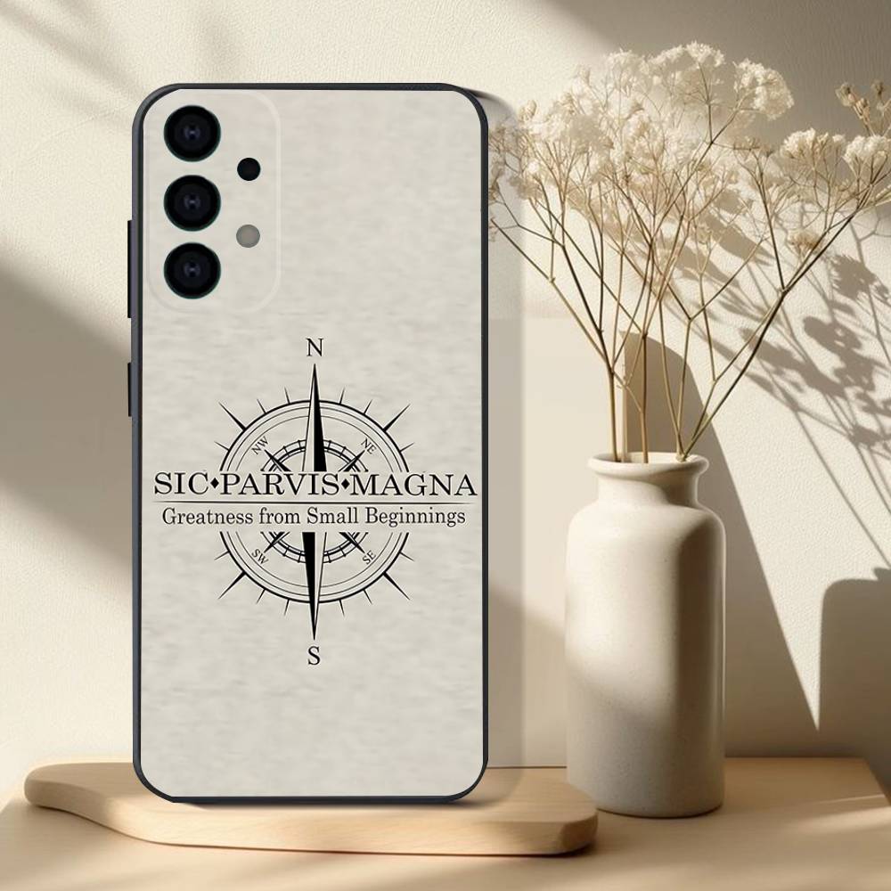 Phone Case For Samsung S 25,24,23,22,30,21,10,9,Ultra,Plus,Lite,FE,4,5G Sic Parvis Magna Uncharted Black Soft Case