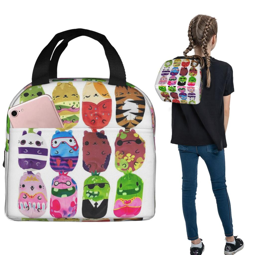 Cats Vs Pickles 12-Pack Insulated Lunch Bag for Women Children Portable Food Boxes Thermal Lunch Box Tote