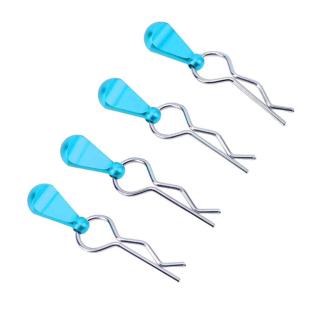 4Pcs RC Body Clip Pin Stainless Steel R Shape Universal for 1 8 1 10 Remote Control Car Blue