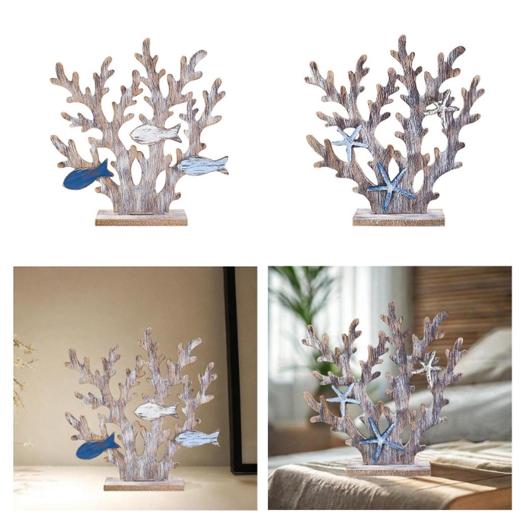 Mediterranean Gift for Home Decor Coral Statue for Fireplace Office Cabinet