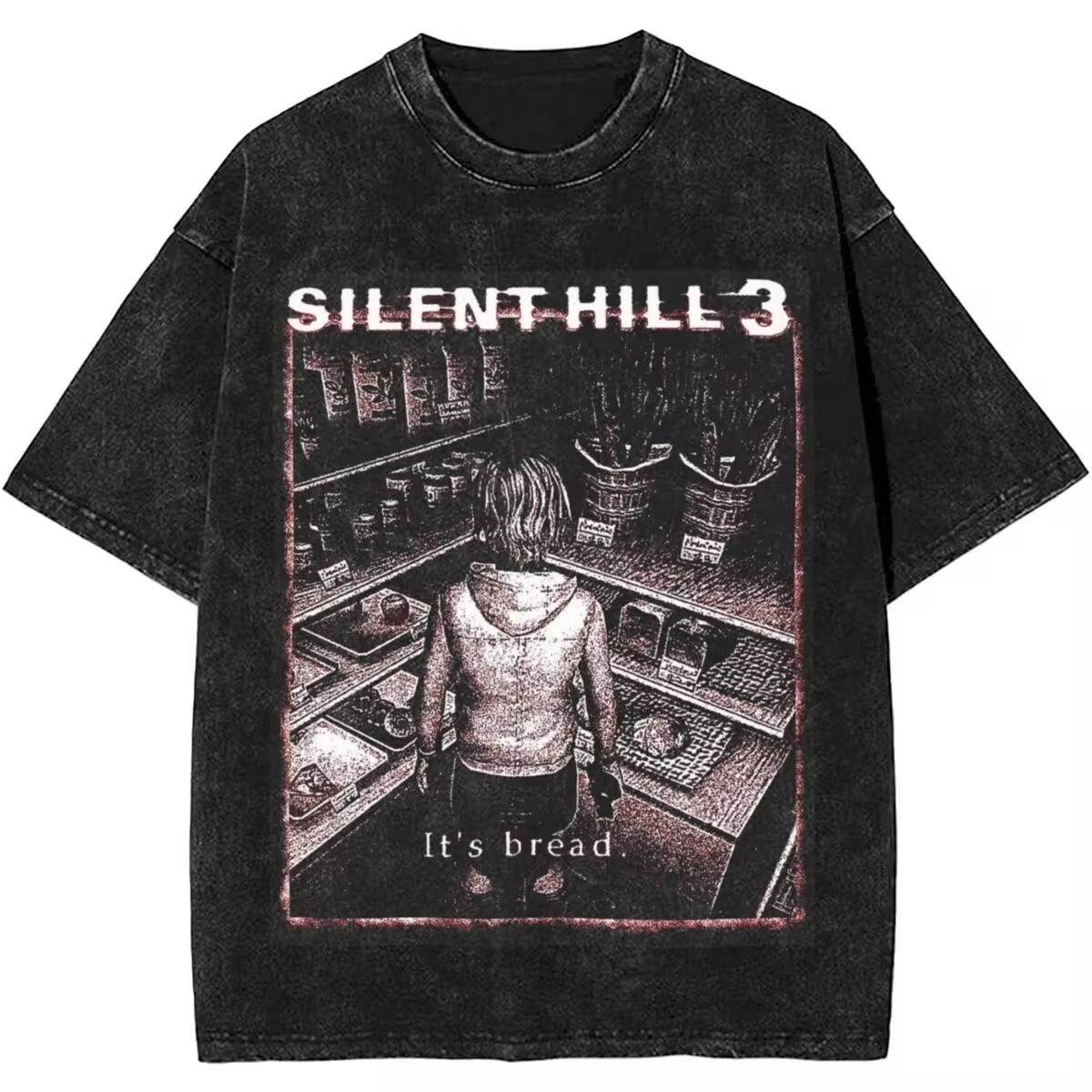Women Men It s Bread Silent Hill 3 Shirts Summer Heather Novelty T-Shirts Harajuku Vintage Washed Cotton Oversized Tees Clothing S разноцветный