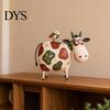 Rustic Farmhouse Shelf Decorations Creative Cow Sculpture with Bird, Resin Animal Figurine, Pastoral Statue, Gifts for Housewarming Artistic Tabletop
