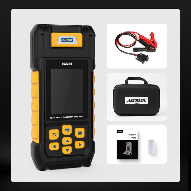 AUTOOL BT760 12/24V Car Battery Tester with Printer Battery Cranking Charging Test Analyzer for trucks&cars&motorcycles