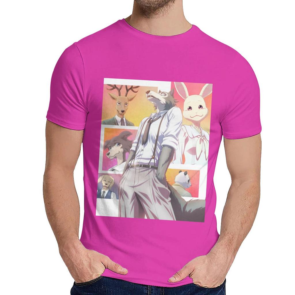 For Man Tee Shirt Beastars Animal Anime Natural Cotton Top Design Round Collar Retro T