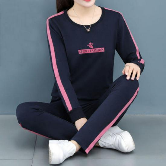 

Женский большой размер весна/осень 2025 стильный спортивный костюм из двух частей - свитер и брюки