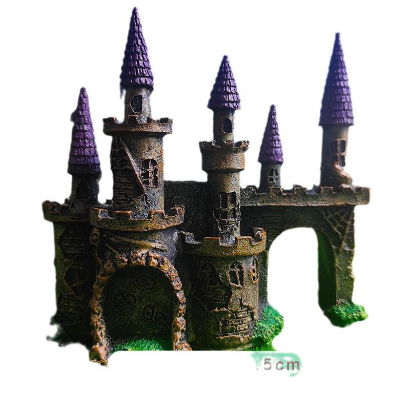 European-Style Castle Fish Tank Ornament - Antique Manor Design for Landscaping and Gardening