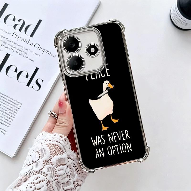 Funny Cartoon Goose Game Plating Phone Case For Xiaomi Redmi Note 14 15 Pro Plus 13 12 11 11S 11T 10 9S 9 5G Anti-Fall Airabag C