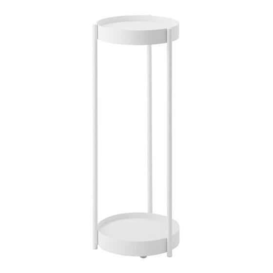 Yamazaki Jitsugyo 4366 Planter Stand with Casters, 2 Tiers, White, Approx. W25 x D26.5 x H70cm, Tower Flower Stand, Ornamental Plants, Easy to Move