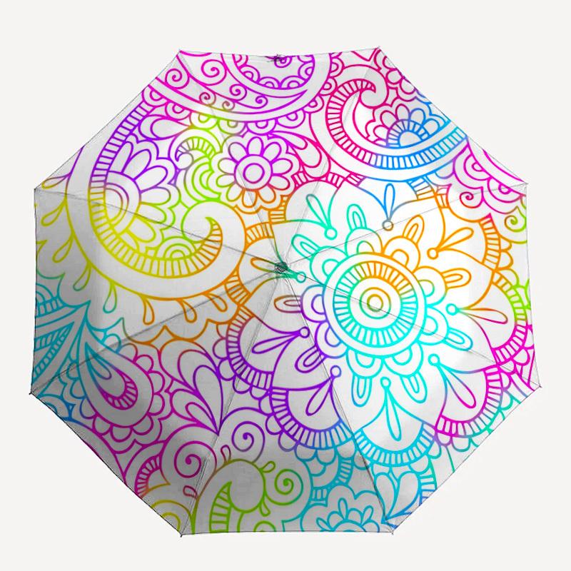 

1pc Floral Design Pattern Automatic Opening/Closing Folding Umbrella with 28 Ribs, Plastic Handle, Windproof Portable Sunshade Umbrella y250726068