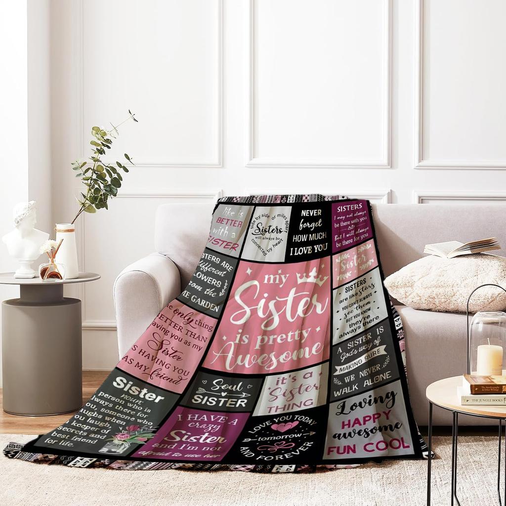 Creative Throw Blanket Flannel Print Blanket Super Soft Cozy Sofa Nap Blanket Home Blanket Perfect Home Gift For Sisters