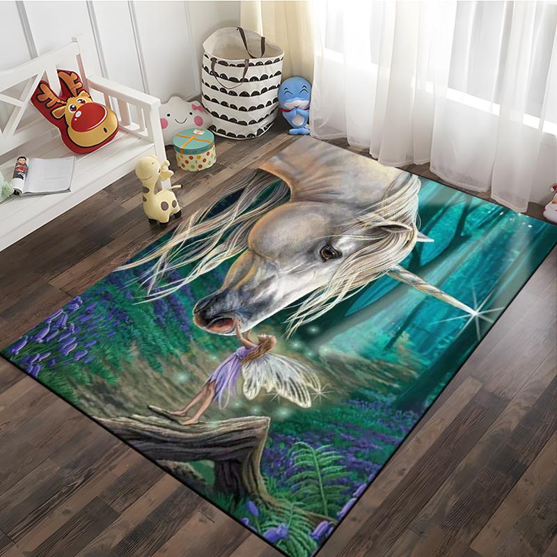 3D Cartoon Pattern Unicorn Rug Large Game Carpet Area for Living Room Kid Bedroom Sofa Kitchen Decorate Child Non slip Floor Mat