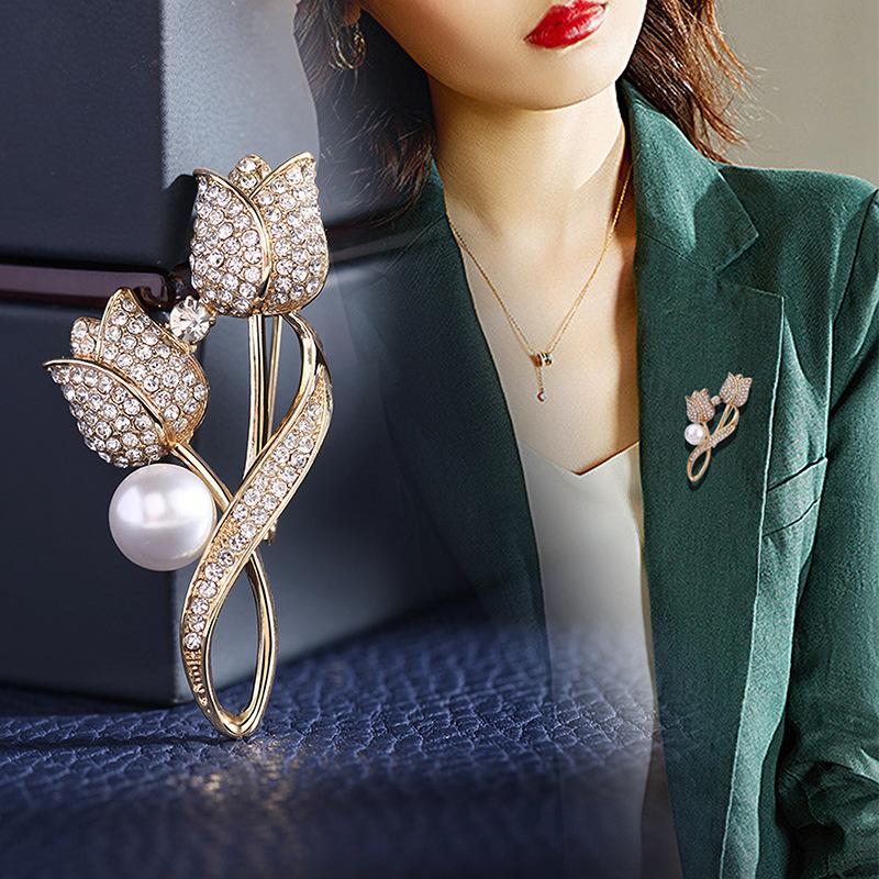 Coat Brooch Women's High-end Exquisite Luxury Korean Accessories Suit Pin Anti-light Corsage New