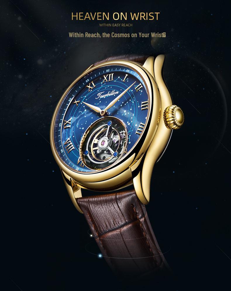 2024 Men's Fully Automatic Swiss Tourbillon Skeleton Watch - Fashionable Leather Strap, Waterproof Design