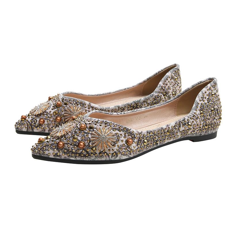 Ballerine da Donna con Strass Punta a Punta Perla Diamante Abito con Tacco Basso Ballerine per Festa di Nozze per Donne Lavoro Scarpe Basse da Lavoro Scarpe Casual da Passeggio