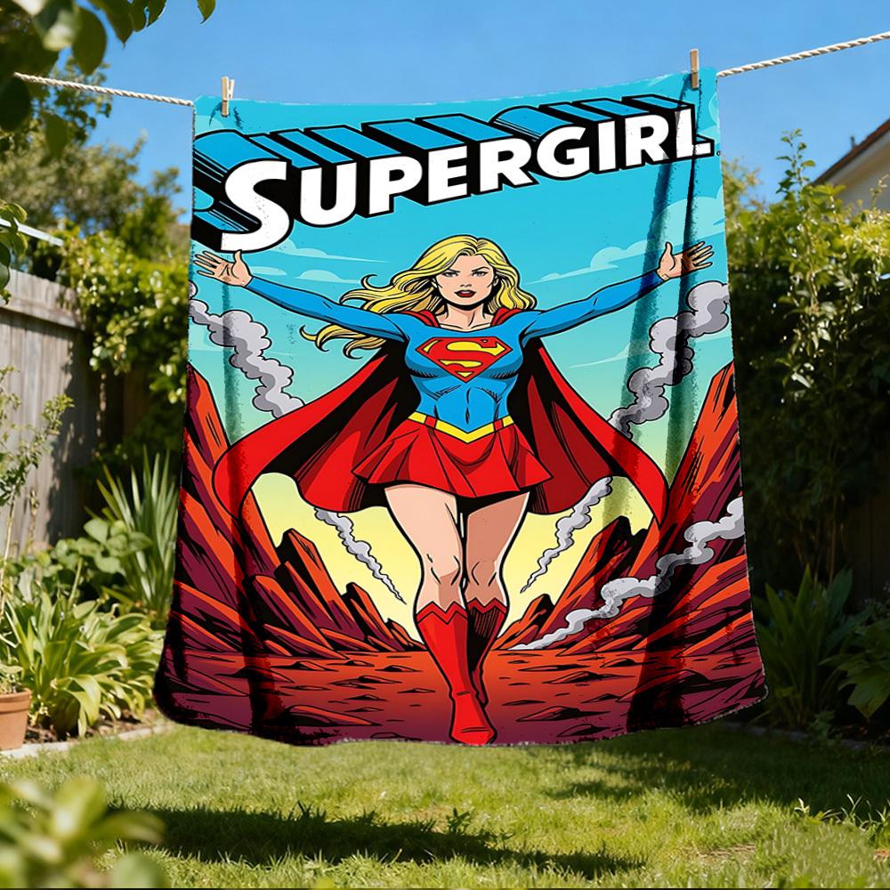 

1pc Supergirl Outdoor Flannel Throw Blanket Soft, Lightweight & Warm for Sofa, Office 80x120cm