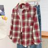 Plaid shirt women's spring and autumn new American loose trend fashion retro ruffian handsome design long-sleeved top jacket