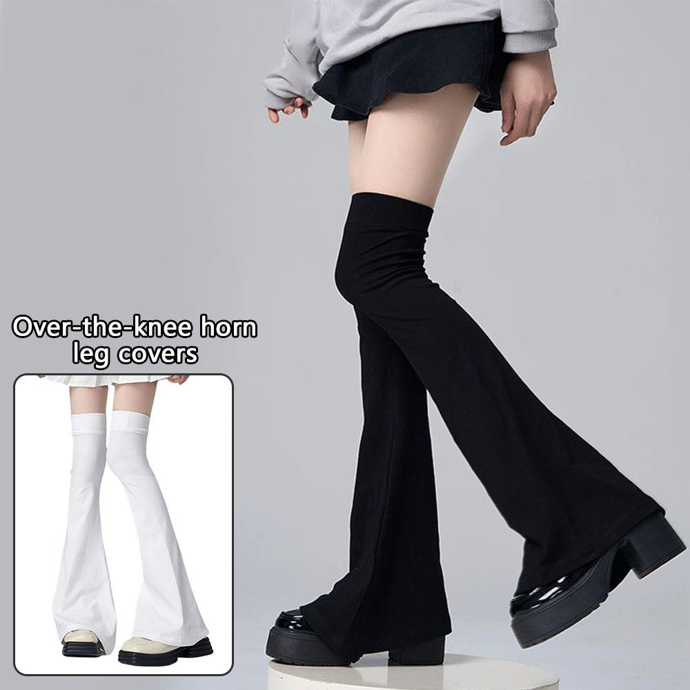 Black White Gothic High Sock Y2K Leg Stockings Lolita Over Knee Leg Warmer Horn Shaped Cuffs Sock For Girls Women Punk Socks