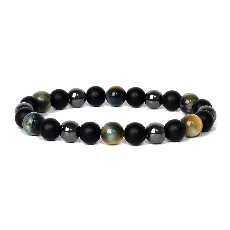 Facted Obsidian Hematite Tiger Eye Bracelets for Magnetic Health Protection Soul Jewelry Nature Stone Beads Bracelet Men Pulsera