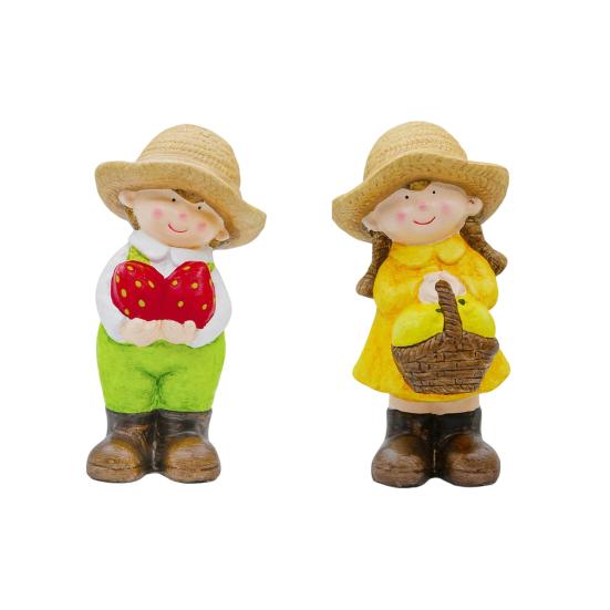 Small Ceramic Garden Statue Cute Girls Boys/Gnome/Pumpkin Fairies Sculptures for Outdoor Garden Yard Patio Lawn Decor