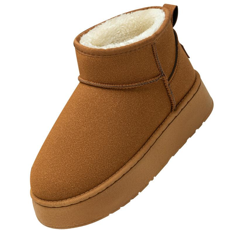 Thick-soled snow boots for outer wear in autumn and winter 2025, new indoor fur short tube, snow cotton piled and thickened cotton shoes.
