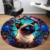 1pc StainedGlass Cat Office Round Area Rug, Under Office Chairs Bedroom Living Room Home Decor, Room Deco, Available in Various Sizes L1024338