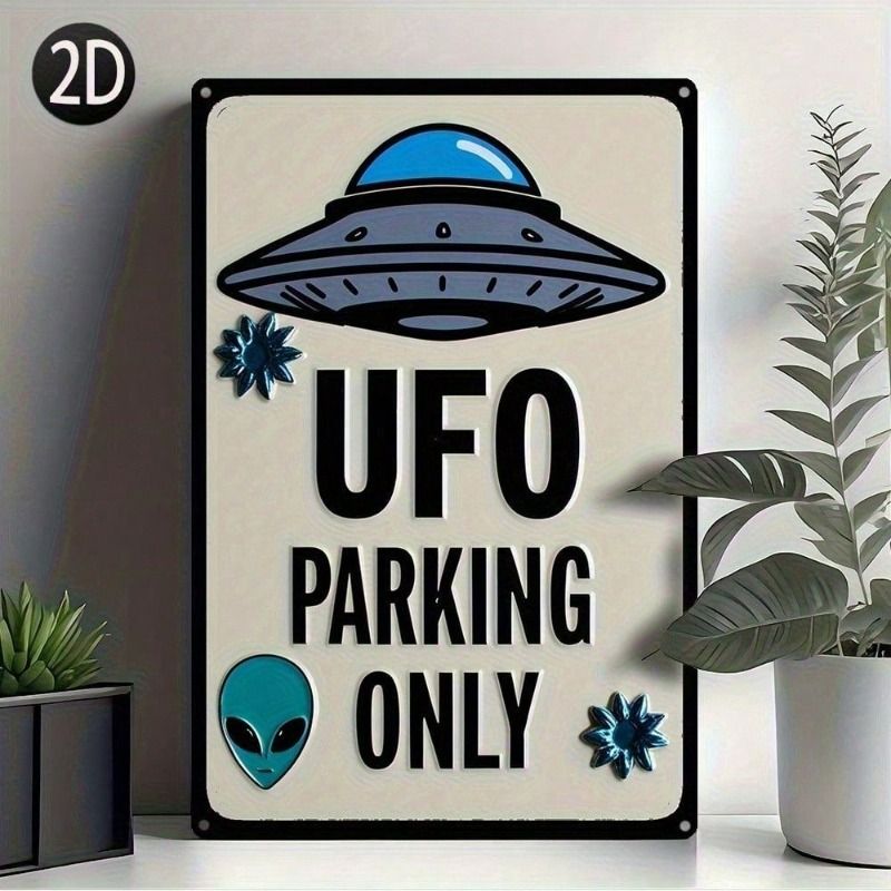 UFO Parking Only Retro Metal Wall Sign for Garage