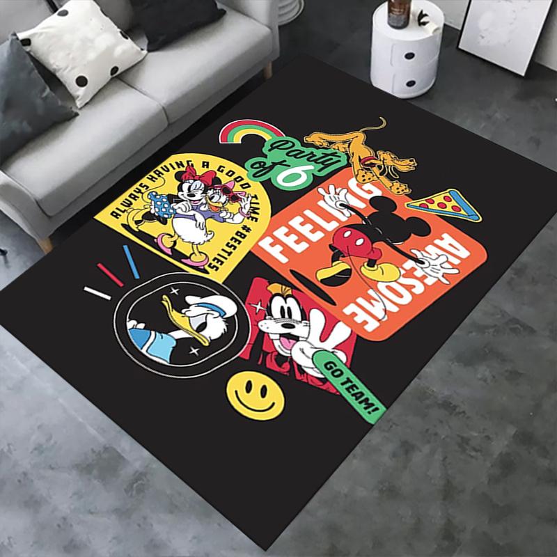 Office Rug Mickey Mouse, Party theme 3D Printed Anti-Slip Rug-Machine Washable for Living Room