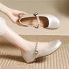 Hepburn style black Mary Jane small leather shoes, high-end sense, professional commuting single shoes, versatile new thick heel shallow mouth