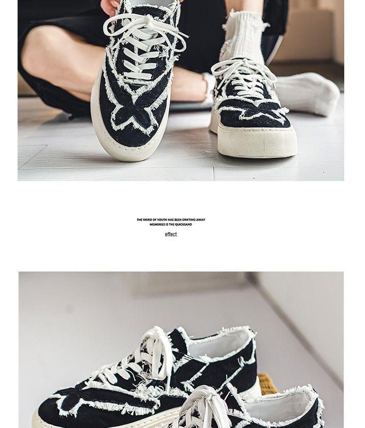 Mäns Mångsidiga Sommar Skateboardsskor i Kanvas - Trendiga, Andningsbara, Svart/Beige.