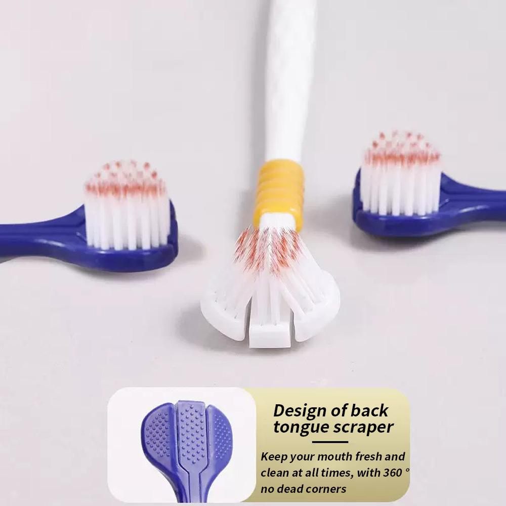 6, 12- Family Soft Bristled Three Sided Toothbrush - Efficient Cleaning Three Headed Manual Toothbrush