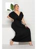 Plus Size Women’s Solid V-Neck Evening Dress, Sexy Loose Fit with Large Hem