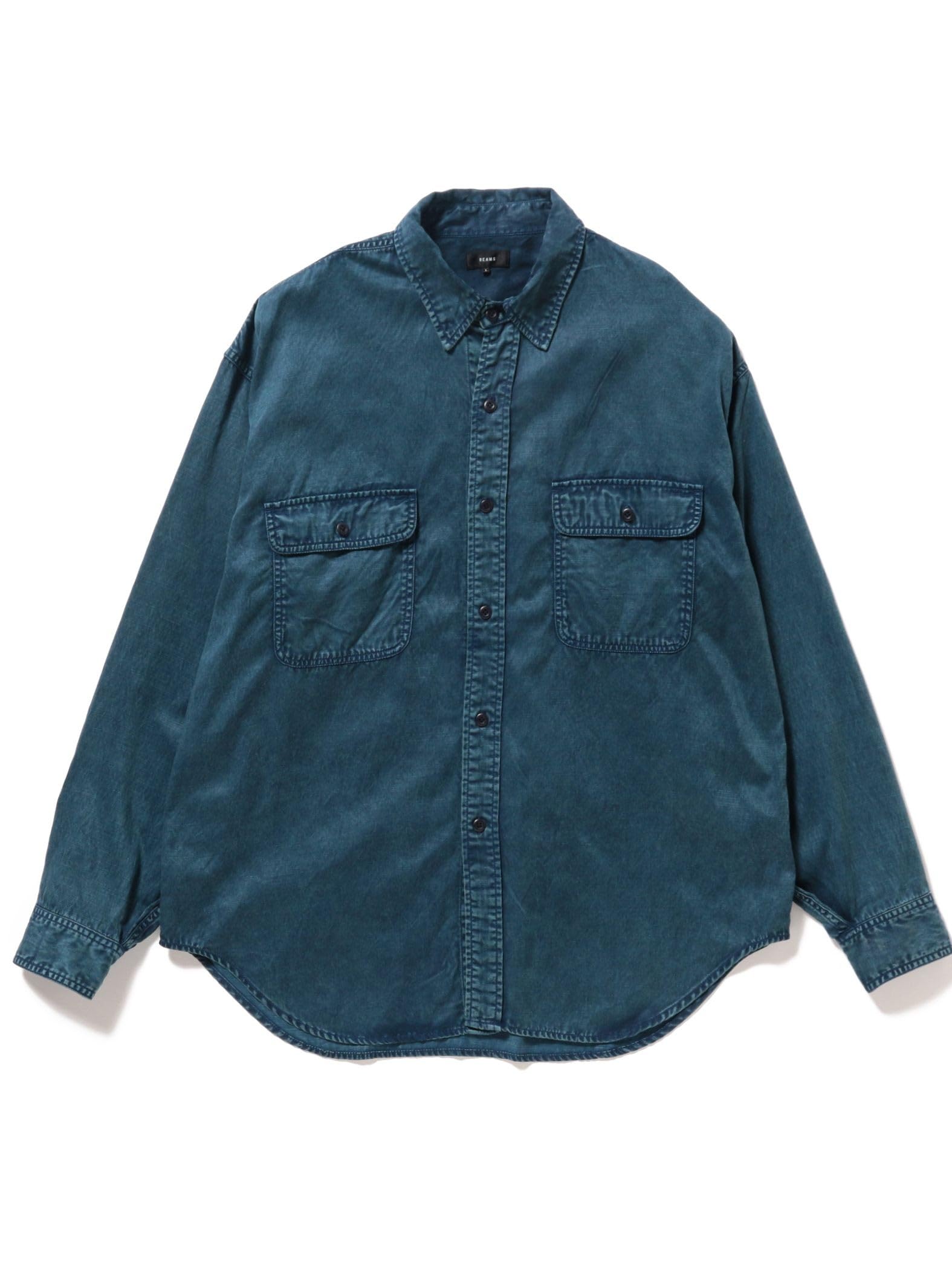 

Рубашка мужская Beams Fade Work Medium, синяя, синий