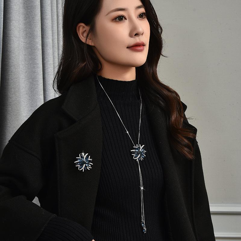 Autumn And Winter Long Necklace Femininity Versatile Flower Tassel Pull Sweater Chain Can Be Used As Corsage Wear More