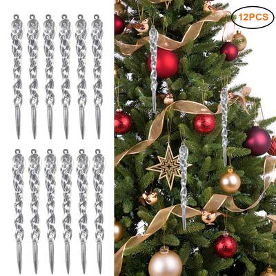 12 PZ 13cm Simulazione Ghiacciolo Finto Ghiacciolo di Natale Ornamento da Appendere per Albero di Natale