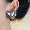 Special-Interest Design Exaggerated Three-Dimensional Large Heart Shape Ear Clip Non-Pierced Female 2024 New Arrival Best Selling Fancy Earrings