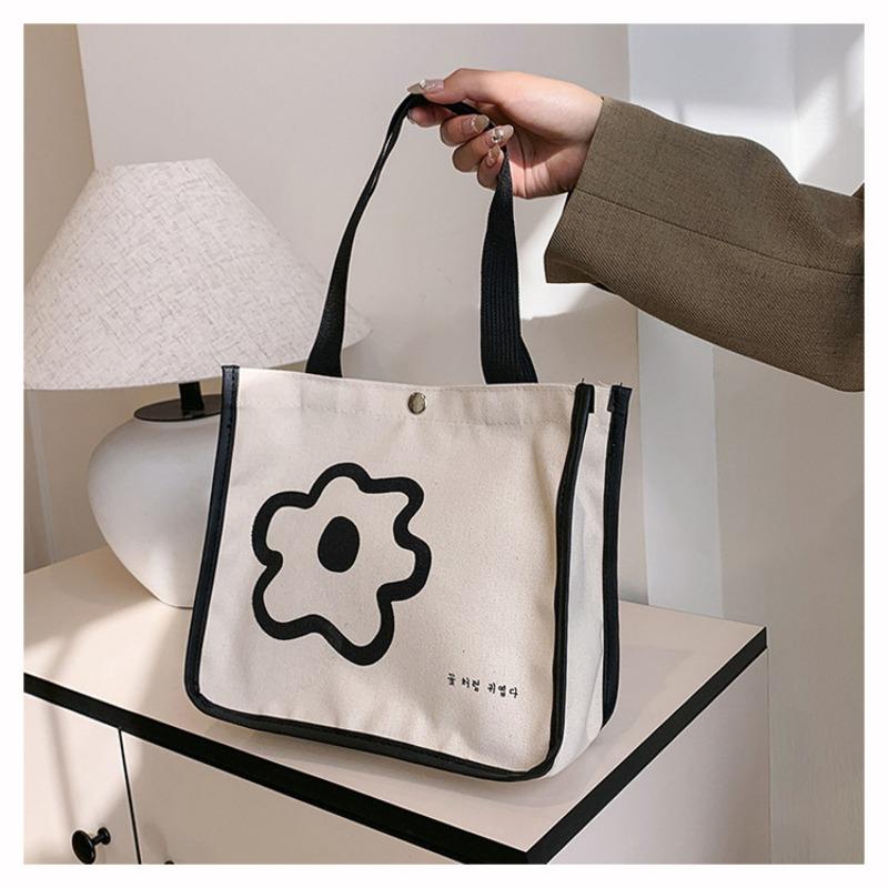 

Женская сумка Тоут сумка для бэнто, простая и универсальная портативная сумка для ланч-бокса, литературная сумка, парусиновая сумка с контрастными цветами чёрный