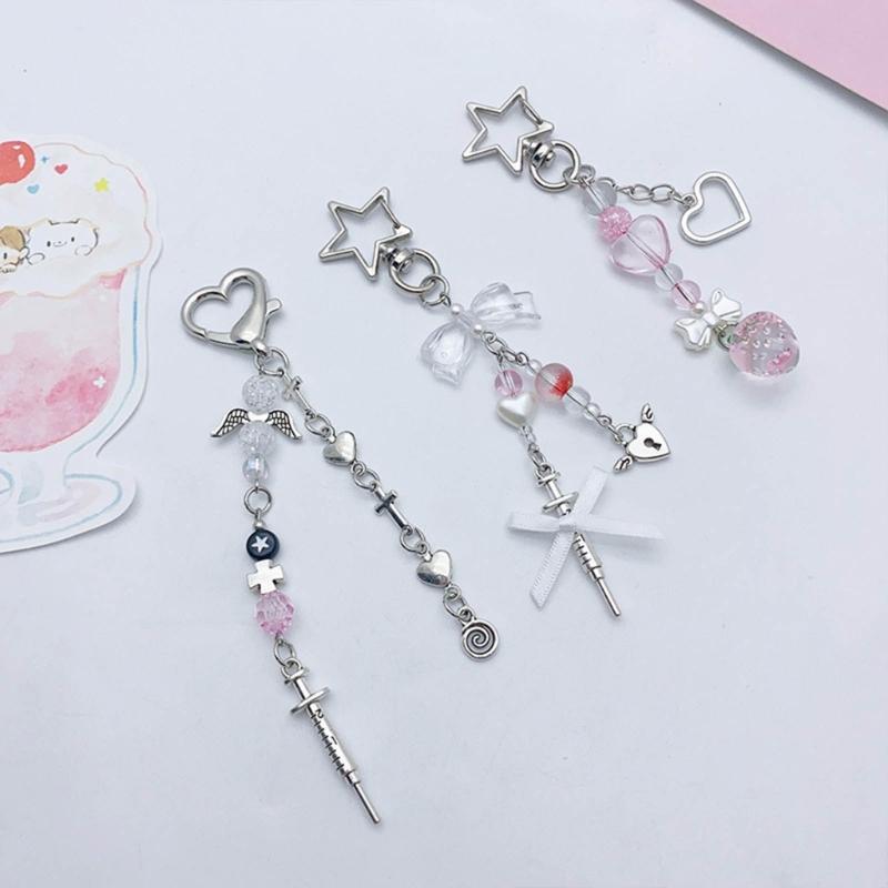Sweet Star Heart Bead Phone Charm Straps Key Hanging Pendants Bag Decoration