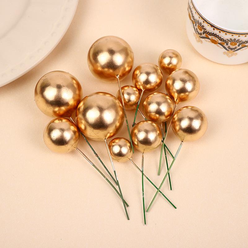 Cross-Border Cake Decorating Round Balls: Gold & Silver DIY Foam Inserts for Baking & Dessert Displays