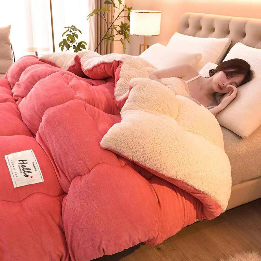 Plush Velvet Lambswool Blanket - Thickened Snowflake Quilt for Winter and Spring