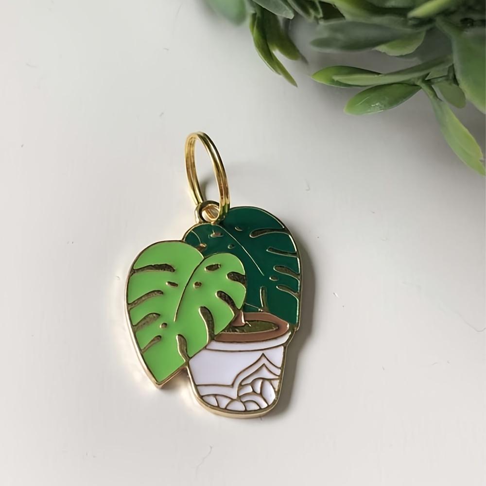 2/6/12pcs Leaf Glazed Alloy Pot Cultural Pendant Leaf Green Plant Pot Pendant DIY Jewelry Crafts Bracelet Necklace Decoration