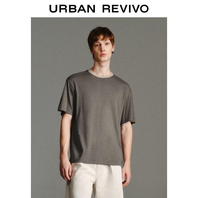 UR Men s Contrast Rib-Collar Short Sleeve T-Shirt L