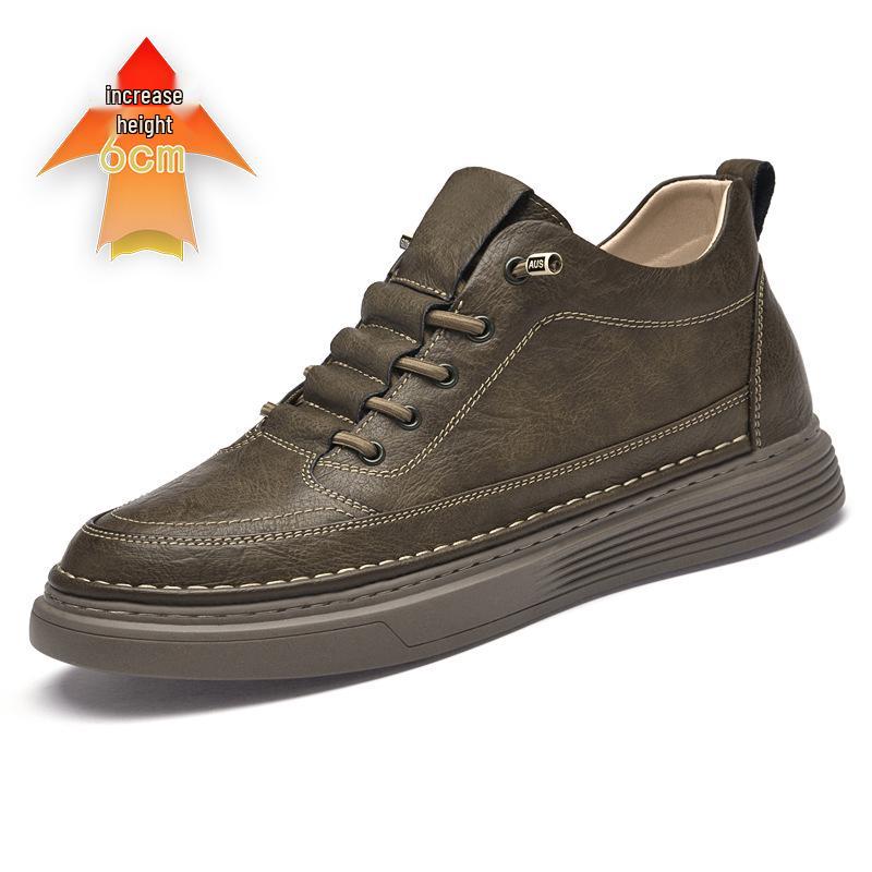 Men s 6cm Height-Increasing Invisible High-Top Shoes - Breathable Mid-Top Retro Casual Board Sneakers 46