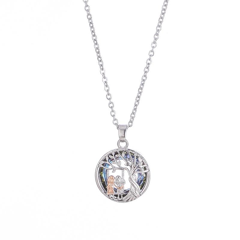 Tree Of Life Necklace Women'S Retro Personality Versatile Trend Temperament Inlaid Crystal Pendant Jewelry