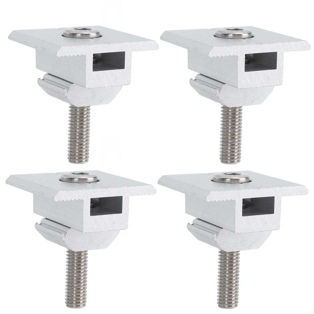 4 PCS Solar Panel Bracket Centre Clamps Silver Lightweight Steel 35mm Solar Panel Clamps for RV Flat Roof
